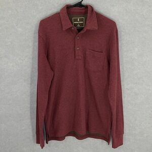 Mutual Weave Mens Polo Shirt Sz S Burgundy Long Sleeve Casual Pullover‎ Knit